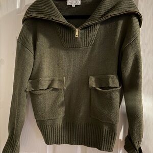 Madison Olive Zip-Front Knit Sweater for Men